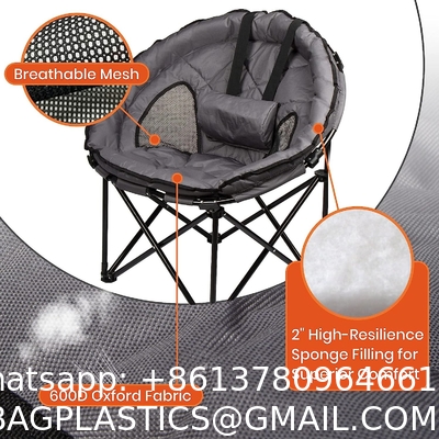Folding Moon Chair - Large Saucer UFO Chair with Collapsible Metal Frame, Moon Round Camping Chair