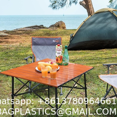 Camping Table, Fold Up Lightweight, 4-6 Person Portable Roll Up Aluminum Table With Carry Bag For Outdoor, White