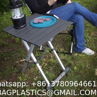 Camping Table, Fold Up Lightweight, 4-6 Person Portable Roll Up Aluminum Table With Carry Bag For Outdoor, White