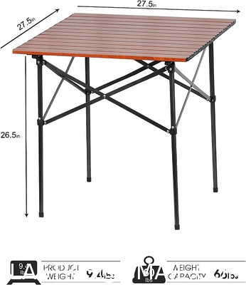 Roll-up Table, folding Plastic Wooden Design Coffee Lounge Patio Portable Foldable Plastic Garden Table Set
