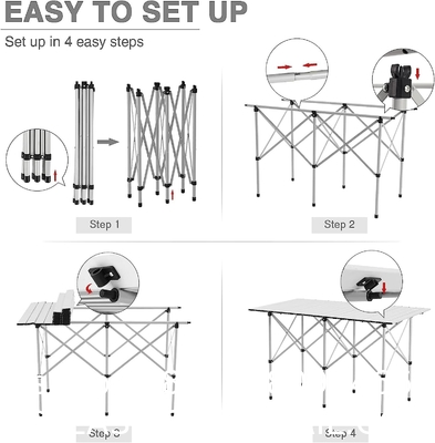 Roll-up Table, folding Plastic Wooden Design Coffee Lounge Patio Portable Foldable Plastic Garden Table Set