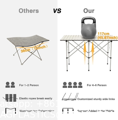 Roll-up Table, folding Plastic Wooden Design Coffee Lounge Patio Portable Foldable Plastic Garden Table Set