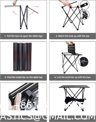 Roll-up Table, folding Plastic Wooden Design Coffee Lounge Patio Portable Foldable Plastic Garden Table Set