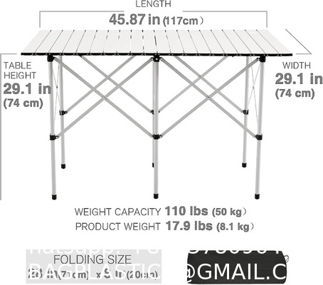 Roll-up Table, folding Plastic Wooden Design Coffee Lounge Patio Portable Foldable Plastic Garden Table Set