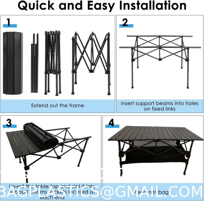 Roll-up Table, folding Plastic Wooden Design Coffee Lounge Patio Portable Foldable Plastic Garden Table Set