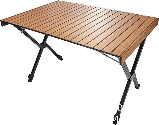 Roll-up Table, folding Plastic Wooden Design Coffee Lounge Patio Portable Foldable Plastic Garden Table Set