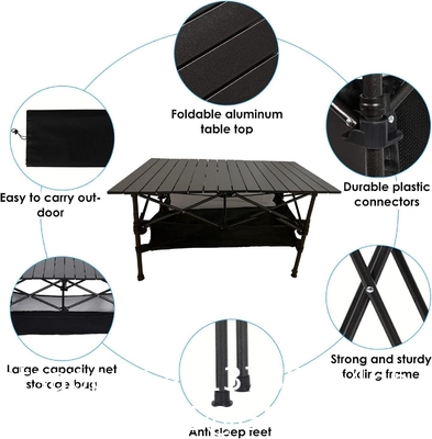 Roll-up Table, folding Plastic Wooden Design Coffee Lounge Patio Portable Foldable Plastic Garden Table Set
