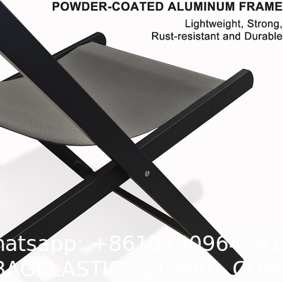 Patio Sling Chairs Outdoor Portable Folding Adjustable Beach Chairs Polyester Fabric Aluminum Chair Set Cushion