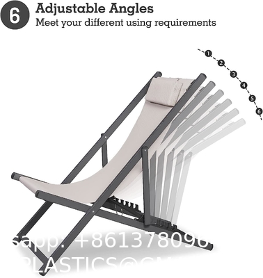 Outdoor Folding Beach Sling Chairs Set, Aluminum Patio Lounge Chair, Portable Beach Chairs, Adjustable Reclining