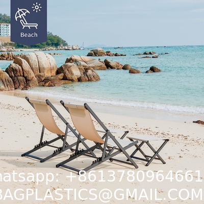 Outdoor Folding Beach Sling Chairs Set, Aluminum Patio Lounge Chair, Portable Beach Chairs, Adjustable Reclining