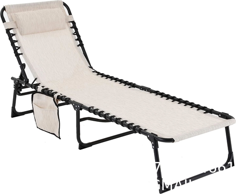 Outdoor Lounge Chair Set Aluminum Patio Chaise Lounger Side Table and Pillow Outside Pool Beach Sunbathing Tann