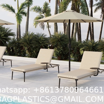 Outdoor Lounge Chair Set Aluminum Patio Chaise Lounger Side Table and Pillow Outside Pool Beach Sunbathing Tann