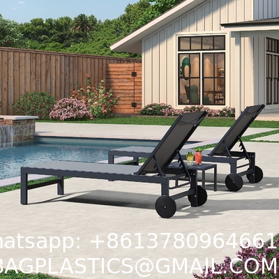 Outdoor Lounge Chair Set Aluminum Patio Chaise Lounger Side Table and Pillow Outside Pool Beach Sunbathing Tann