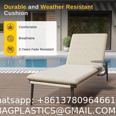 Outdoor Lounge Chair Set Aluminum Patio Chaise Lounger Side Table and Pillow Outside Pool Beach Sunbathing Tann