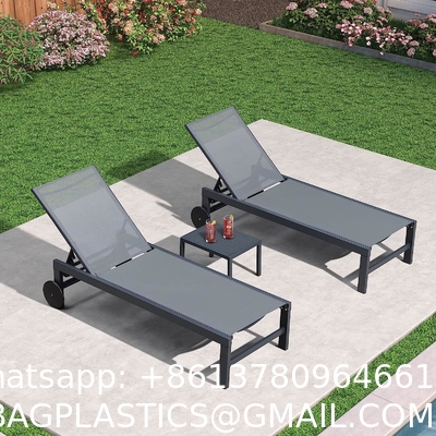 Outdoor Lounge Chair Set Aluminum Patio Chaise Lounger Side Table and Pillow Outside Pool Beach Sunbathing Tann