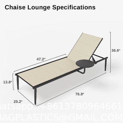 Outdoor Lounge Chair Set Aluminum Patio Chaise Lounger Side Table and Pillow Outside Pool Beach Sunbathing Tann