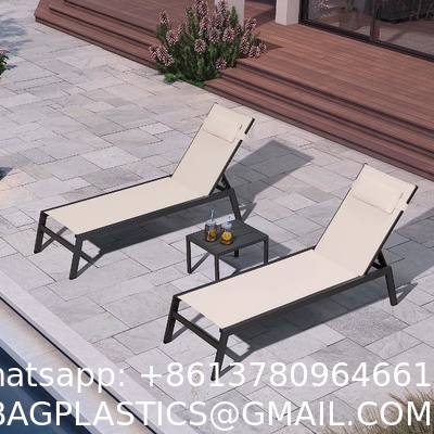 Outdoor Lounge Chair Set Aluminum Patio Chaise Lounger Side Table and Pillow Outside Pool Beach Sunbathing Tann