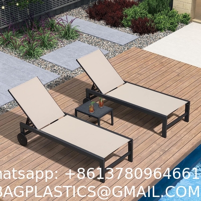 Outdoor Lounge Chair Set Aluminum Patio Chaise Lounger Side Table and Pillow Outside Pool Beach Sunbathing Tann