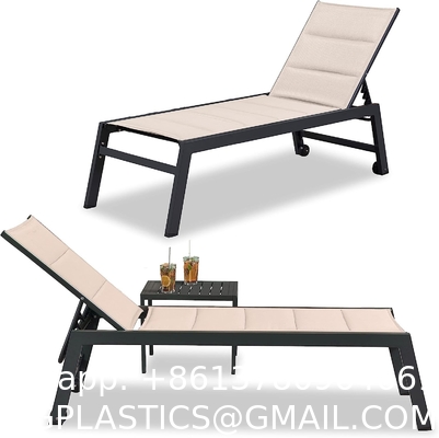 Outdoor Lounge Chair Set Aluminum Patio Chaise Lounger Side Table and Pillow Outside Pool Beach Sunbathing Tann
