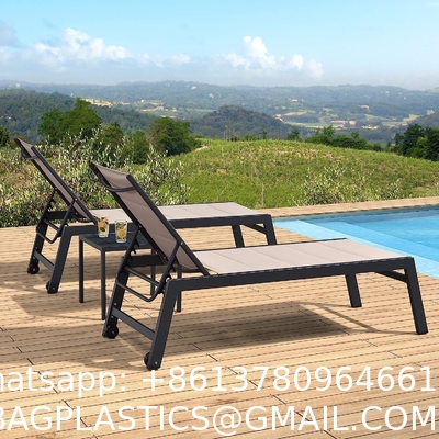 Outdoor Lounge Chair Set Aluminum Patio Chaise Lounger Side Table and Pillow Outside Pool Beach Sunbathing Tann