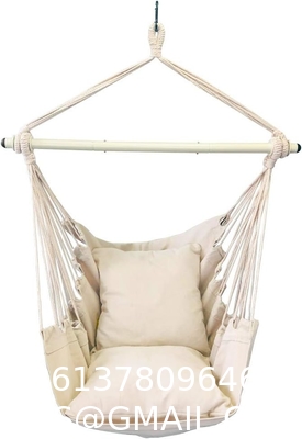Hammock Chair Hanging Rope Swing - Max 500 Lbs - 2 Cushions Included - Steel Spreader Bar with Anti-Slip Rings