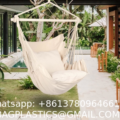 Hammock Chair Hanging Rope Swing - Max 500 Lbs - 2 Cushions Included - Steel Spreader Bar with Anti-Slip Rings