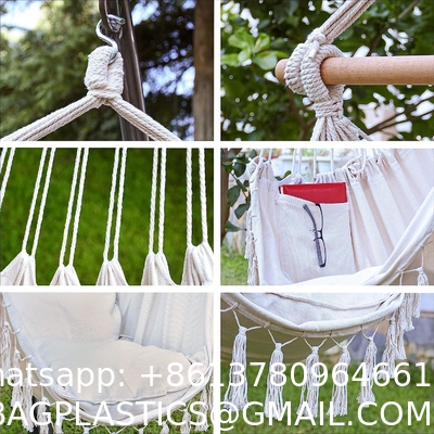 Hammock Chair Hanging Rope Swing - Max 500 Lbs - 2 Cushions Included - Steel Spreader Bar with Anti-Slip Rings