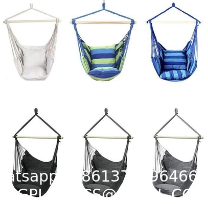 Hammock Chair Hanging Rope Swing - Max 500 Lbs - 2 Cushions Included - Steel Spreader Bar with Anti-Slip Rings