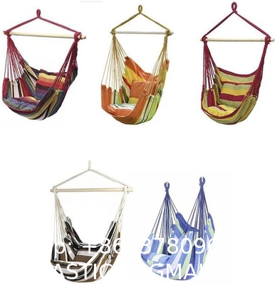 Hammock Chair Hanging Rope Swing - Max 500 Lbs - 2 Cushions Included - Steel Spreader Bar with Anti-Slip Rings