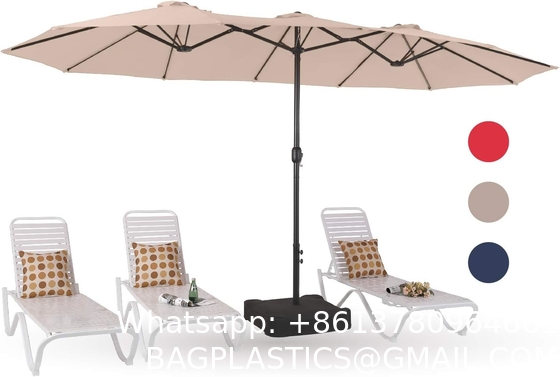 Patio Umbrellas, Outdoor Market Large Umbrella wirh Base, Rectangle Long Double-Sided Umbrella Yard Lawn Garden