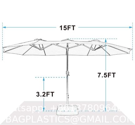 Patio Umbrellas, Outdoor Market Large Umbrella wirh Base, Rectangle Long Double-Sided Umbrella Yard Lawn Garden