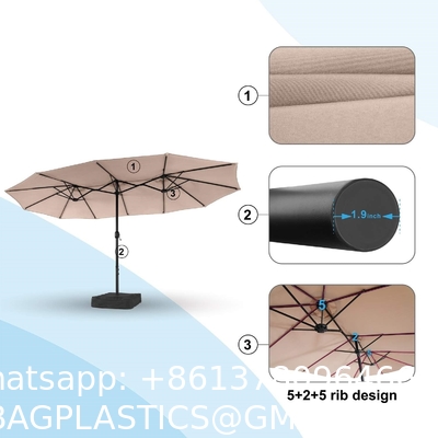Patio Umbrellas, Outdoor Market Large Umbrella wirh Base, Rectangle Long Double-Sided Umbrella Yard Lawn Garden