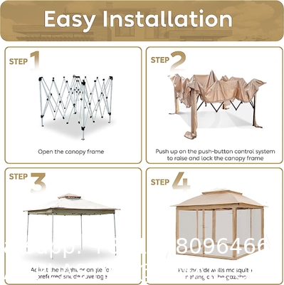 Pop Up Gazebo Mosquito Nettings, Outdoor Canopy Shelter Garden Lawn Backyard, Patio Cover Outdoor Gazebo Pergol