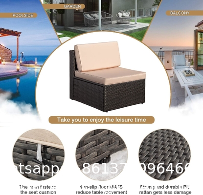 Patio Rattan Furniture Set Hidden Storage, 7 Sofa Sections, Outdoor Wicker Conversation Set, Natural Color Rattan