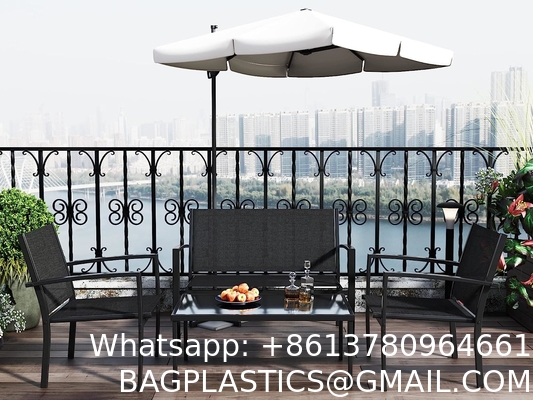 Patio Rattan Furniture Set Hidden Storage, 7 Sofa Sections, Outdoor Wicker Conversation Set, Natural Color Rattan