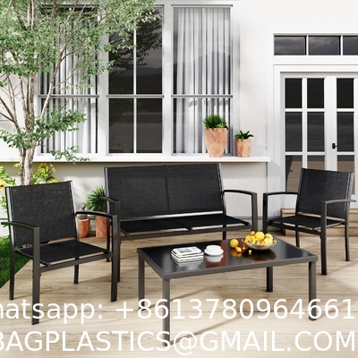 Patio Rattan Furniture Set Hidden Storage, 7 Sofa Sections, Outdoor Wicker Conversation Set, Natural Color Rattan