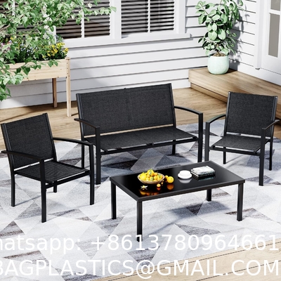 Patio Rattan Furniture Set Hidden Storage, 7 Sofa Sections, Outdoor Wicker Conversation Set, Natural Color Rattan