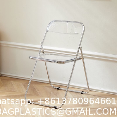 Modern Acrylic Stackable, Plastic Folding Dining Room Armless Home Comfortable Event Chair, Clear, Transparent