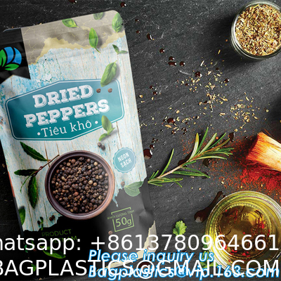Stand Up Food Bags,Zip Lock Food Storage Bags for Packaging Products,Herbs,Snack,Tea,Spices,Pet Food and Soaps