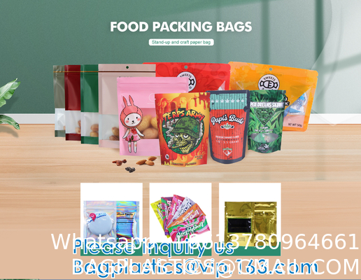 Stand Up Food Bags,Zip Lock Food Storage Bags for Packaging Products,Herbs,Snack,Tea,Spices,Pet Food and Soaps