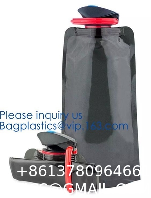 Solid Flexible Water Bottle Carabiner, Foldable Water Bottles Water Pouch Flexible - Reusable Travel Water Bottle