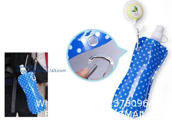 Solid Flexible Water Bottle Carabiner, Foldable Water Bottles Water Pouch Flexible - Reusable Travel Water Bottle