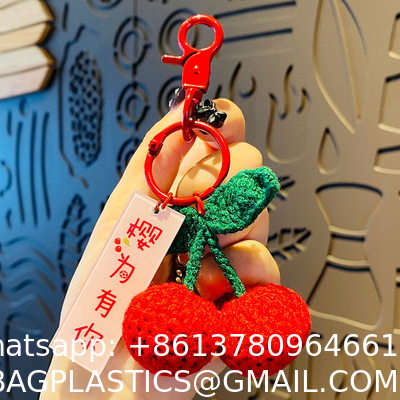 Plush Crocheted Good Things Happen Pendant Hand-Woven Wool Persimmon Good Persimmon Peanut Bag Keychain Accessories