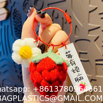 Plush Crocheted Good Things Happen Pendant Hand-Woven Wool Persimmon Good Persimmon Peanut Bag Keychain Accessories