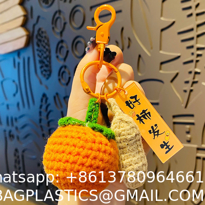 Plush Crocheted Good Things Happen Pendant Hand-Woven Wool Persimmon Good Persimmon Peanut Bag Keychain Accessories