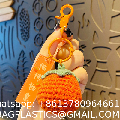 Plush Crocheted Good Things Happen Pendant Hand-Woven Wool Persimmon Good Persimmon Peanut Bag Keychain Accessories
