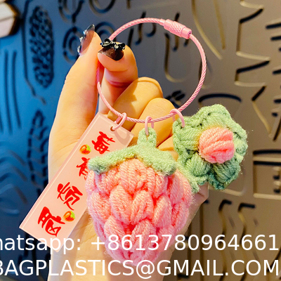 Plush Crocheted Good Things Happen Pendant Hand-Woven Wool Persimmon Good Persimmon Peanut Bag Keychain Accessories