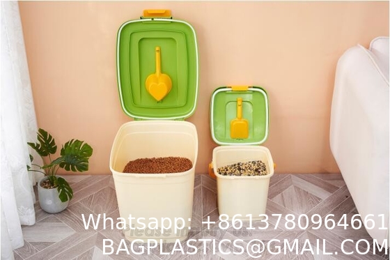 Airtight Pet Food Storage Container Combo with Scoop Treat Box for Dog Cat Bird Food, Keep Pests Out, Translucen