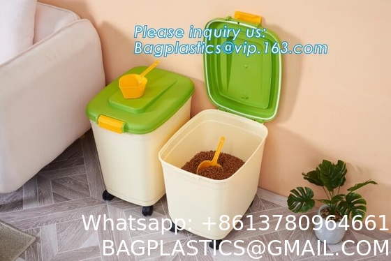 Airtight Pet Food Storage Container Combo with Scoop Treat Box for Dog Cat Bird Food, Keep Pests Out, Translucen