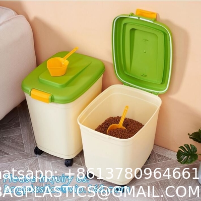 Airtight Pet Food Storage Container Combo with Scoop Treat Box for Dog Cat Bird Food, Keep Pests Out, Translucen